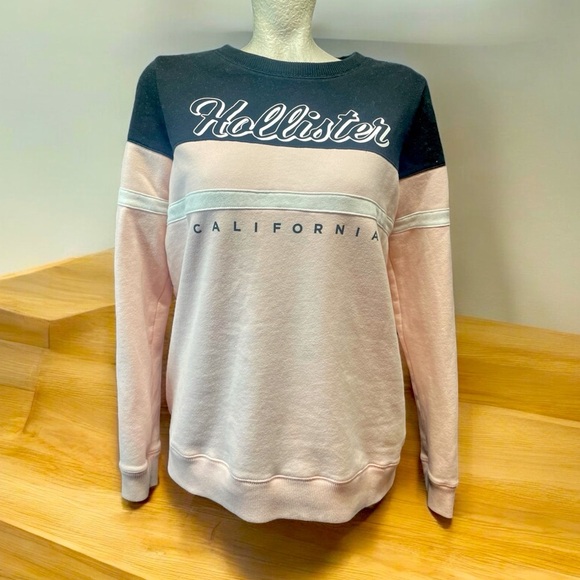 Hollister Tops - Hollister color block sweatshirt, pink and black, size M